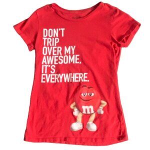 M&M's M&M World Girls Short Sleeve 'Red M&M' T-Shirt-Size 9/10-GUC
